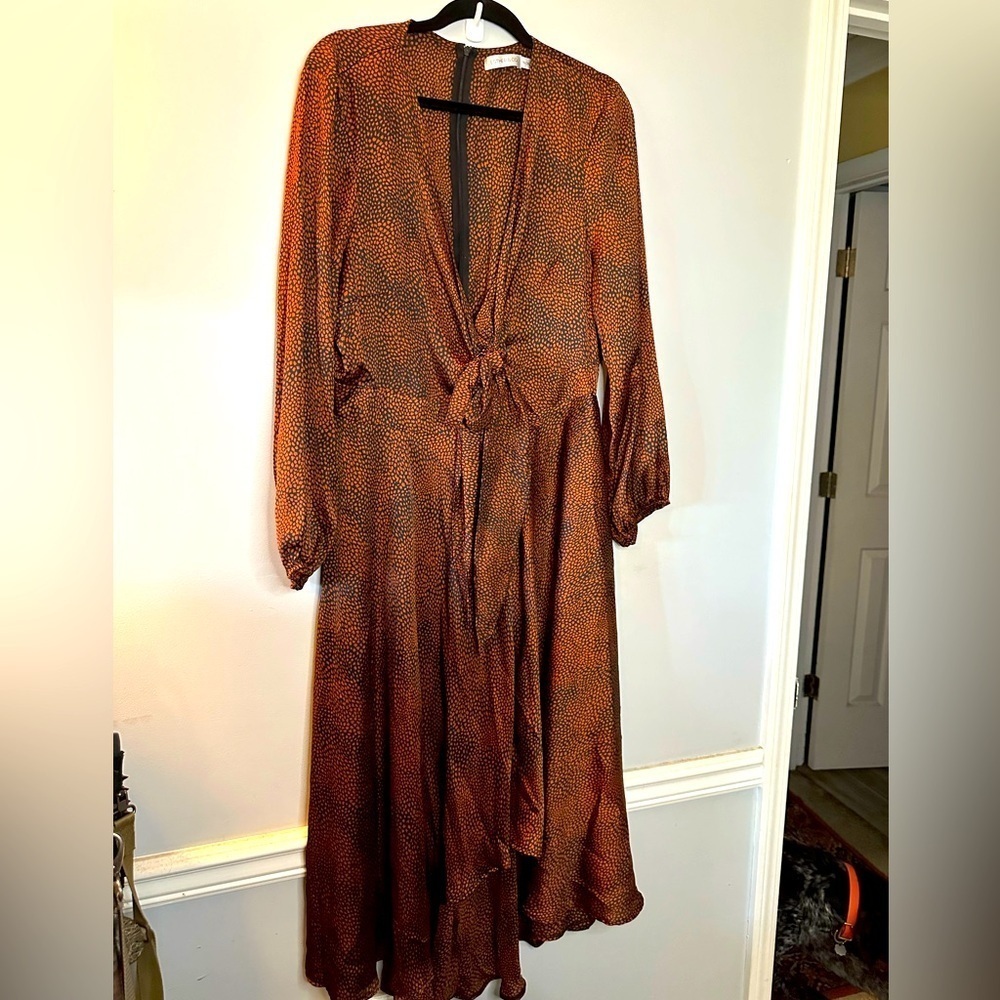 ESTER & CO HIGH LOW BROWN AND BLACK TIE FRONT DRESS 3XL - Picture 1 of 4